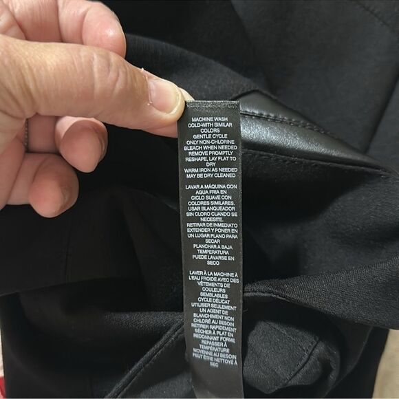 WHBM 4 Black Ponte Knit Detailed Stitching & Leather Front A-Line Trumpet Skirt - Picture 9 of 11